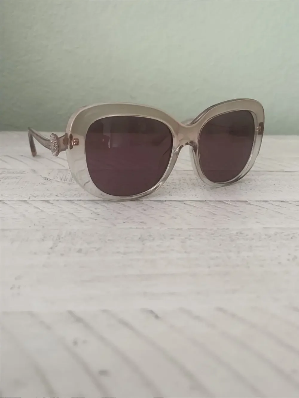 Coach Transparent Beige Acetate Sunglasses with Brown Lenses